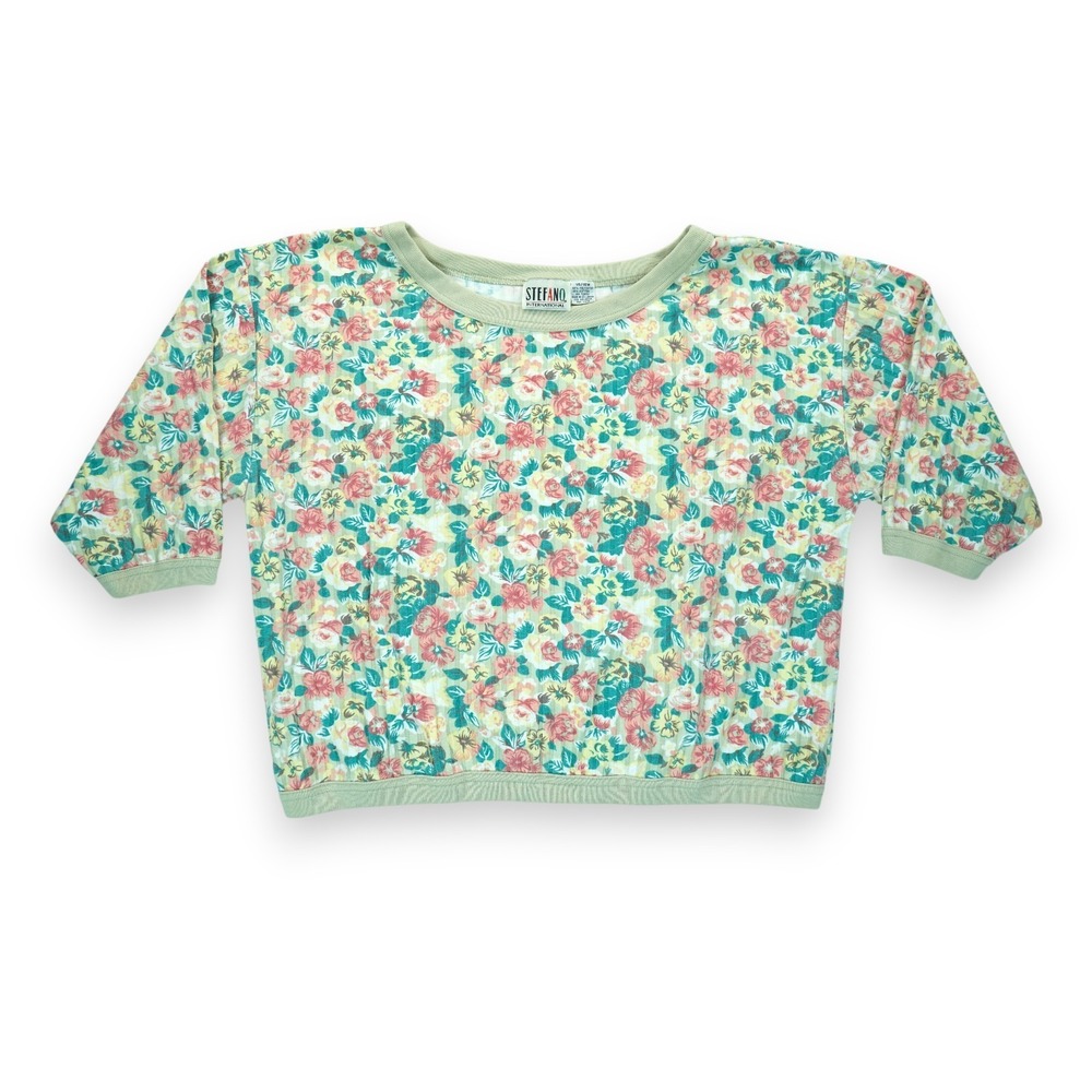 Vintage Stefano International Floral Pattern Shirt Size 14/16W 3/4 Sleeve Womens